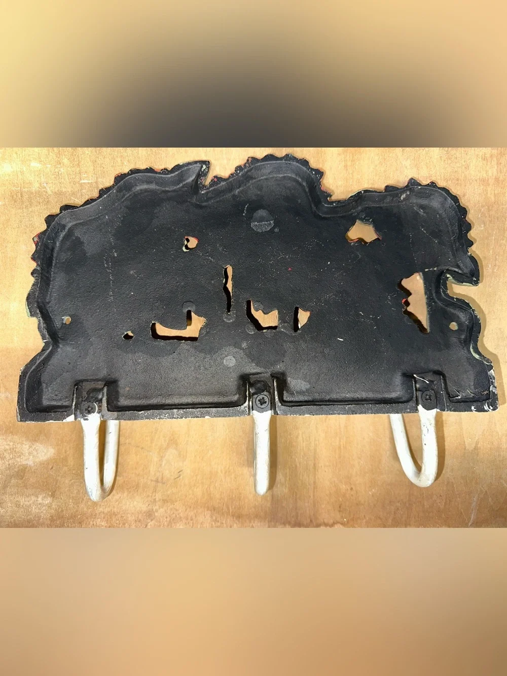 Vintage Cast Iron Sunflower 3 Hook Wall Mount Coat Hat Rack